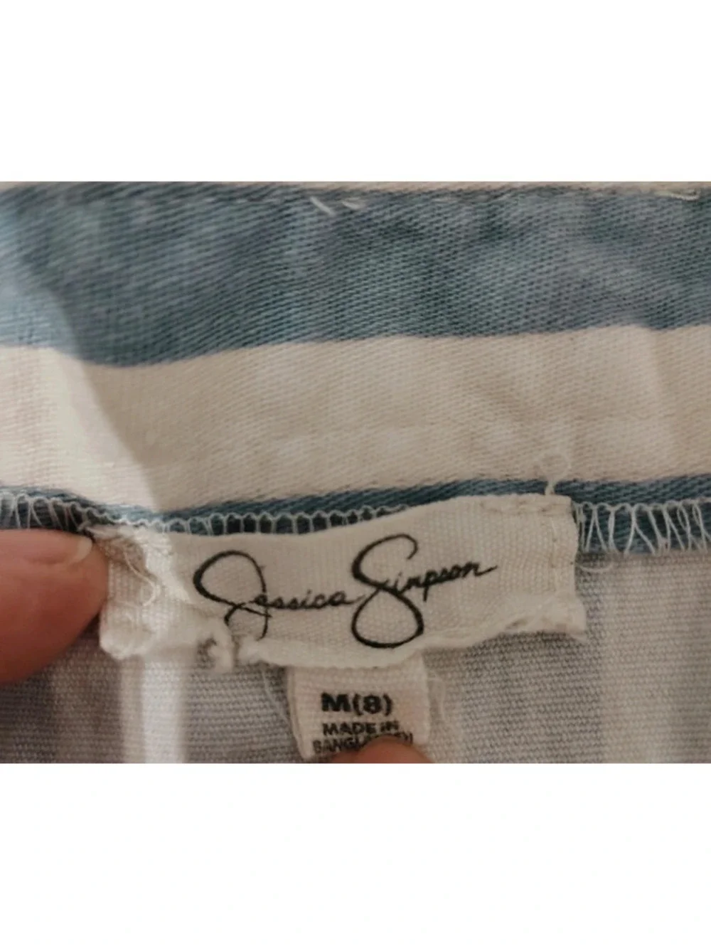 Jessica Simpson Blue & Cream Striped Romper Dress | Girls Medium 8